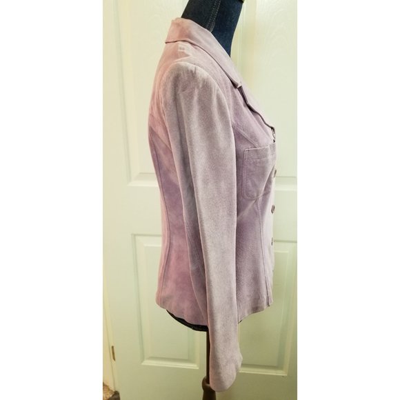 ✅#55C Pre-owned Classiques Entier mauve suede coat S - Picture 2 of 15
